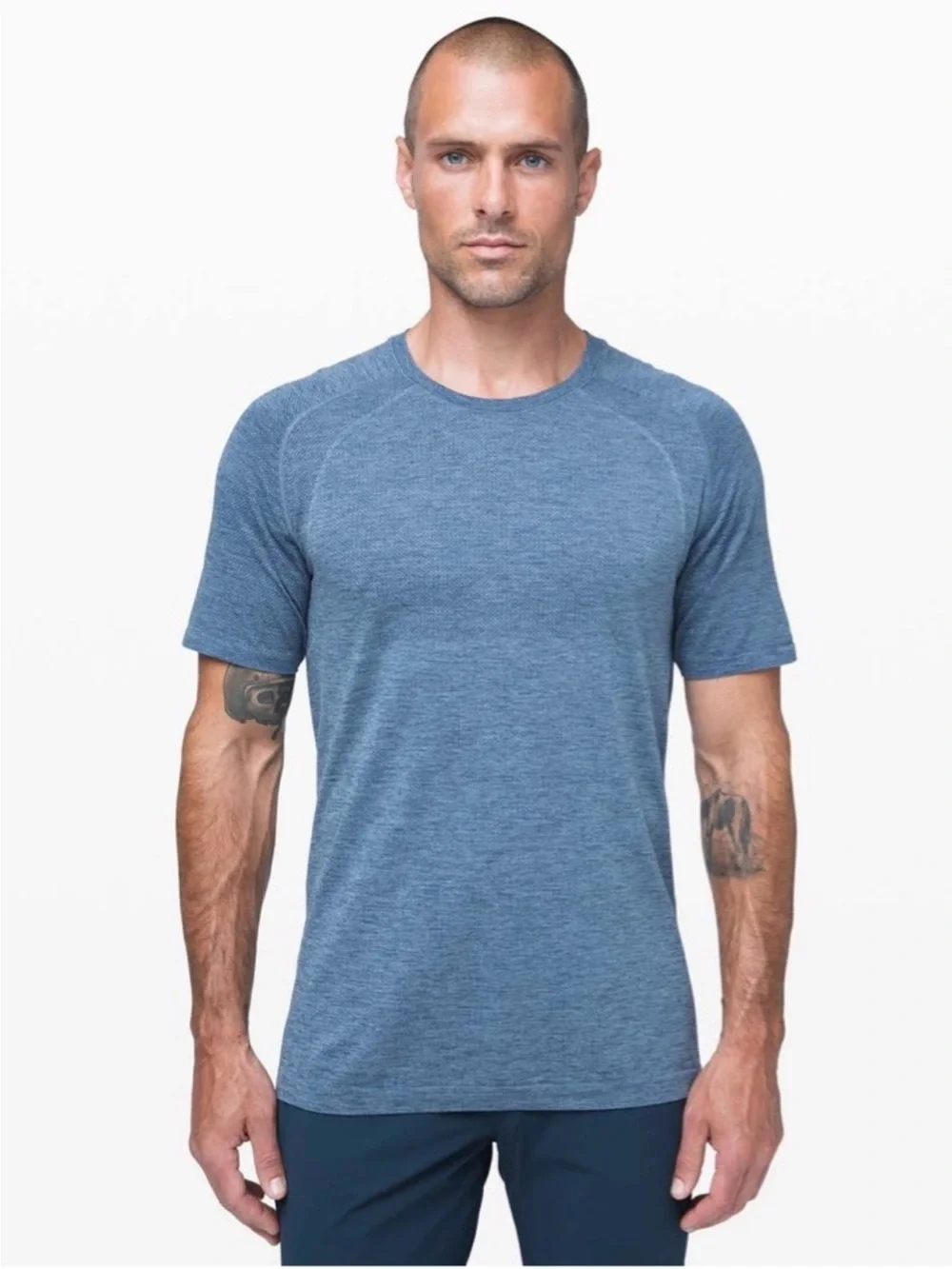 lululemon athletica Men's Heathered Slate Blue Short Sleeve Tee